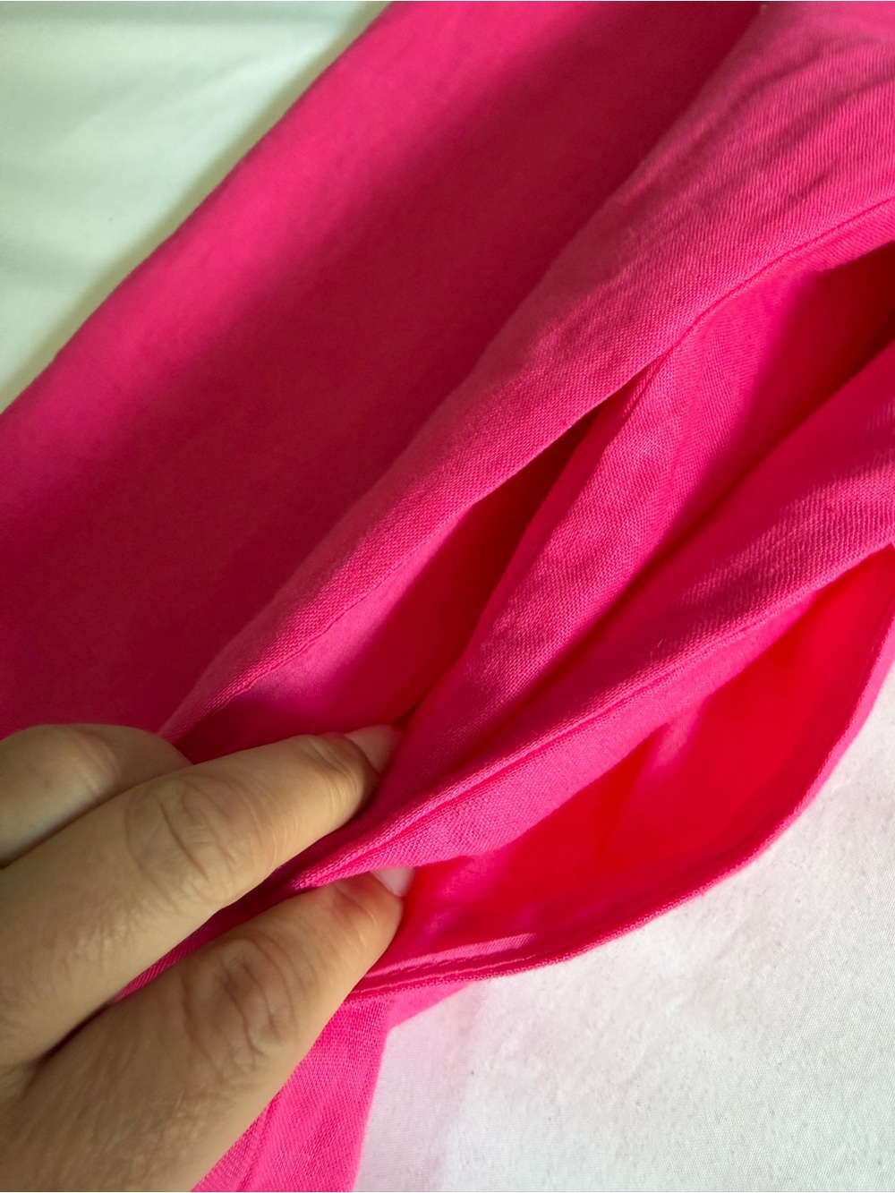 Boden 100% Linen Hot Pink Puff Short Sleeve Mini Dress 14 Long - Picture 12 of 17